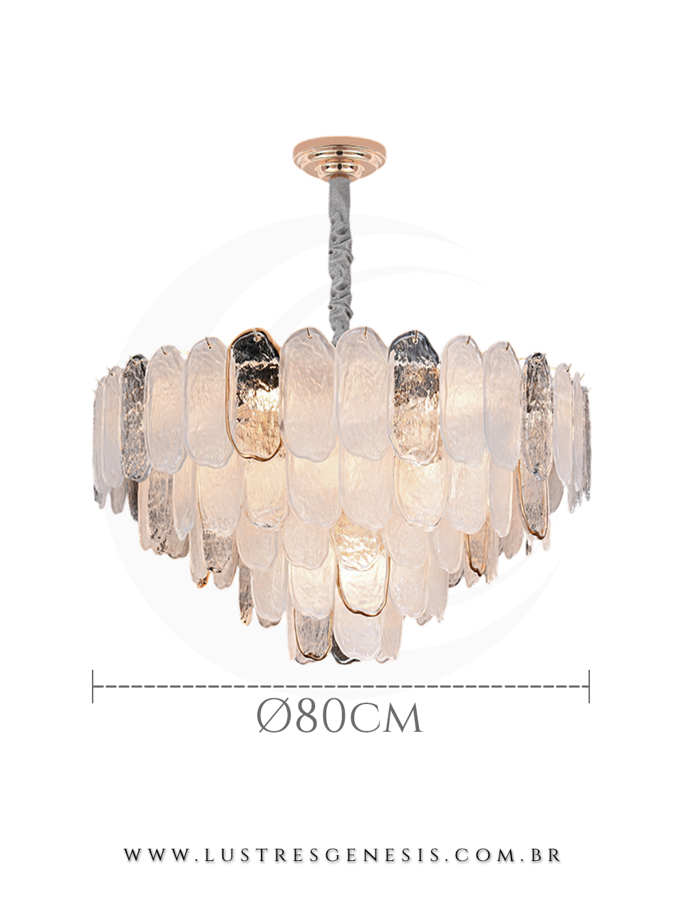 Lustre Pendente Moderno de Cristal Dourado Ø80cm Redondo, Sala de Jantar, Quartos, Mesa Area Gourmet, Quarto Casal, Suite Master